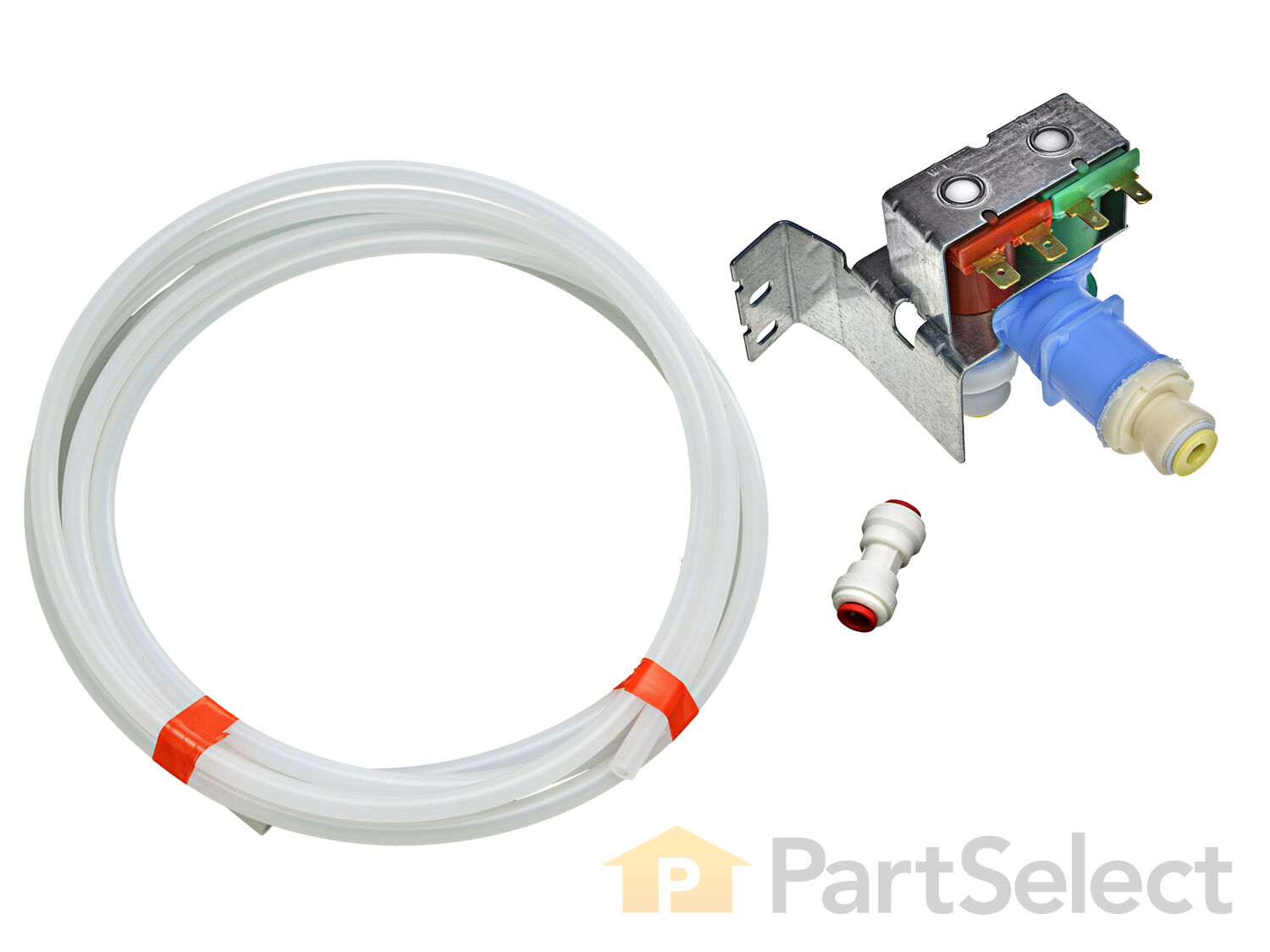 Whirlpool W10408179 Refrigerator Water Valve With Hose and Fitting Robertshaw 
