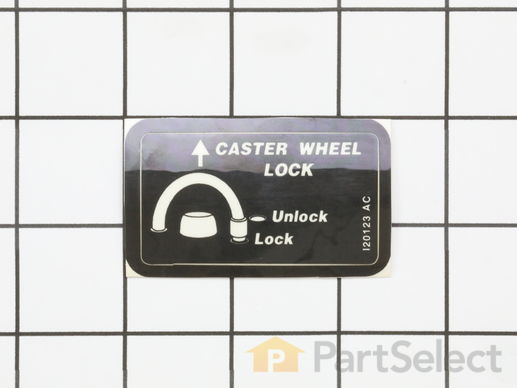 9458092-1-M-Troy-Bilt-777I20123-Label- Castor Wheel Lock