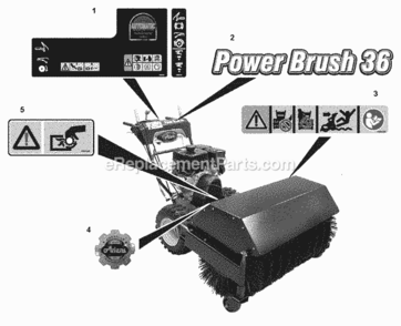 Page E Diagram and Parts List for 000101- Ariens Power Broom