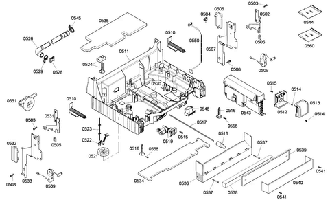 Base Assy Diagram and Parts List for 53 Thermador Dishwasher