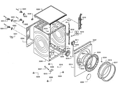Cabinet Diagram and Parts List for 12 Bosch Washer