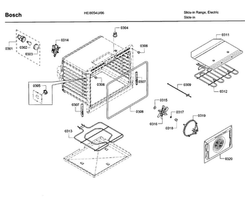 Oven Assy Diagram and Parts List for 06 Bosch Range