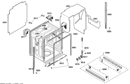 Cabinet Assy Diagram and Parts List for 53 Thermador Dishwasher