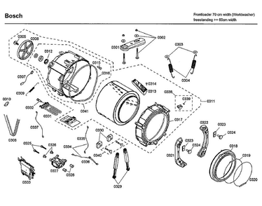 Tub Diagram and Parts List for 10 Bosch Washer