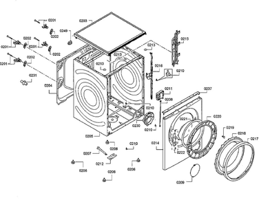 Cabinet Diagram and Parts List for 09 Bosch Washer