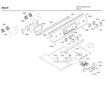 Control Panel Diagram and Parts List for 07 Bosch Range