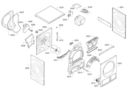 Frame Diagram and Parts List for 01 Bosch Dryer