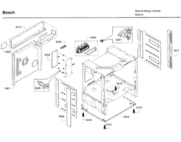 Frame Diagram and Parts List for 07 Bosch Range
