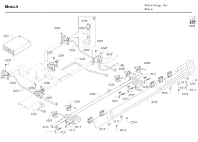 Valve Asy Diagram and Parts List for 04 Bosch Range