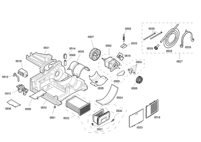 Base Assy Diagram and Parts List for 03 Bosch Dryer
