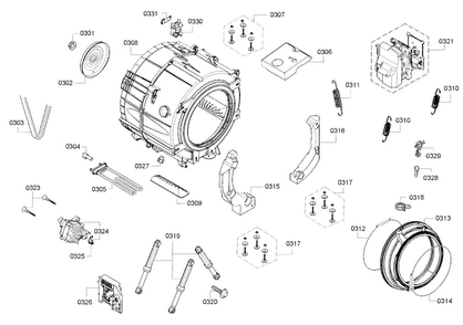 Tub/drum Diagram and Parts List for 01 Bosch Washer