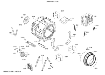 Oscillating System Parts Diagram and Parts List for 20 Bosch Washer