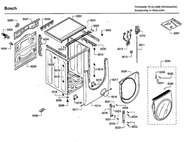 Frame Diagram and Parts List for 16 Bosch Washer