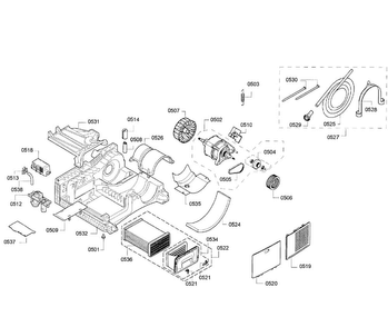 Motor Assy Diagram and Parts List for 09 Bosch Dryer