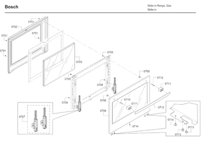 Door Diagram and Parts List for 05 Bosch Range