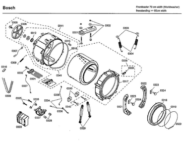Tub Diagram and Parts List for 13 Bosch Washer