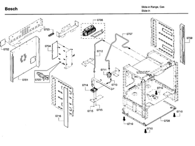 Frame Diagram and Parts List for 06 Bosch Range