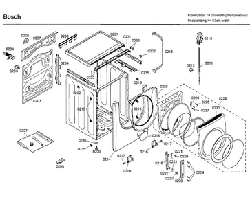 Cabinet/door Diagram and Parts List for 06 Bosch Washer