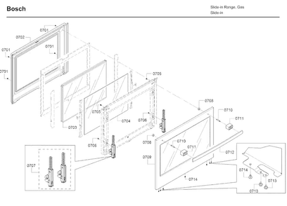 Door Diagram and Parts List for 04 Bosch Range