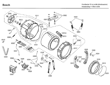 Tub Diagram and Parts List for 04 Bosch Washer