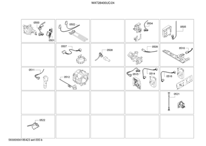 Cable Harnesses Diagram and Parts List for 24 Bosch Washer