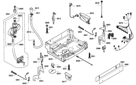 Base Assy Diagram and Parts List for 18 Thermador Dishwasher