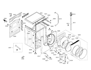 Cabinet/door Diagram and Parts List for 02 Bosch Washer