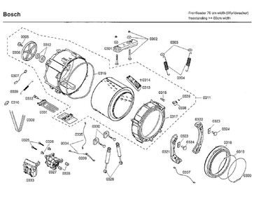 Tub Diagram and Parts List for 01 Bosch Washer