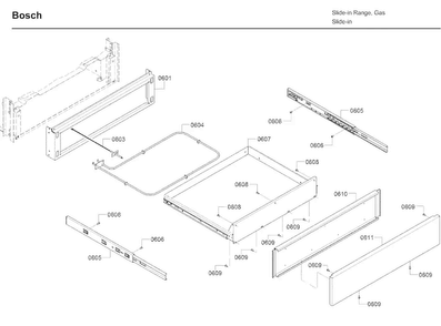 Drawer Diagram and Parts List for 04 Bosch Range