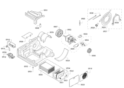 Motor Diagram and Parts List for 01 Bosch Dryer