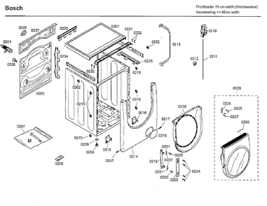 Cabinet/door Diagram and Parts List for 13 Bosch Washer