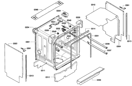 Cabinet Diagram and Parts List for 18 Thermador Dishwasher