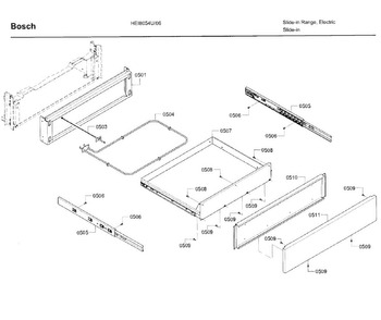 Drawer Assy Diagram and Parts List for 06 Bosch Range
