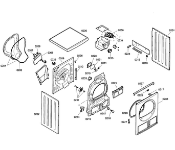 Cabinet Diagram and Parts List for 06 Bosch Dryer