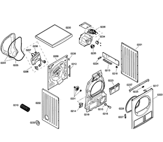 Cabinet Diagram and Parts List for 02 Bosch Dryer