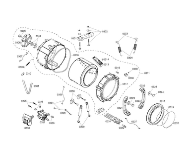 Drum/tub Diagram and Parts List for 02 Bosch Washer