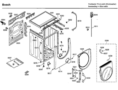 Cabinet/door Diagram and Parts List for 03 Bosch Washer