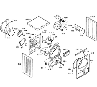Cabinet Diagram and Parts List for 08 Bosch Dryer