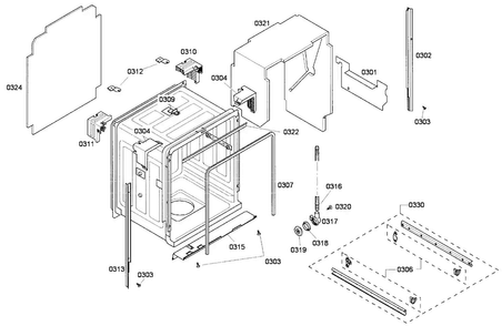Cabinet Assy Diagram and Parts List for 53 Thermador Dishwasher