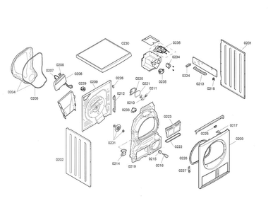 Cabinet Diagram and Parts List for 02 Bosch Dryer