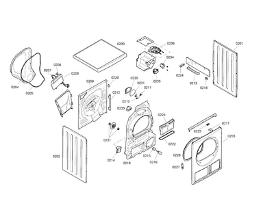 Cabinet/door Diagram and Parts List for 01 Bosch Dryer