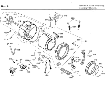 Tub Diagram and Parts List for 06 Bosch Washer