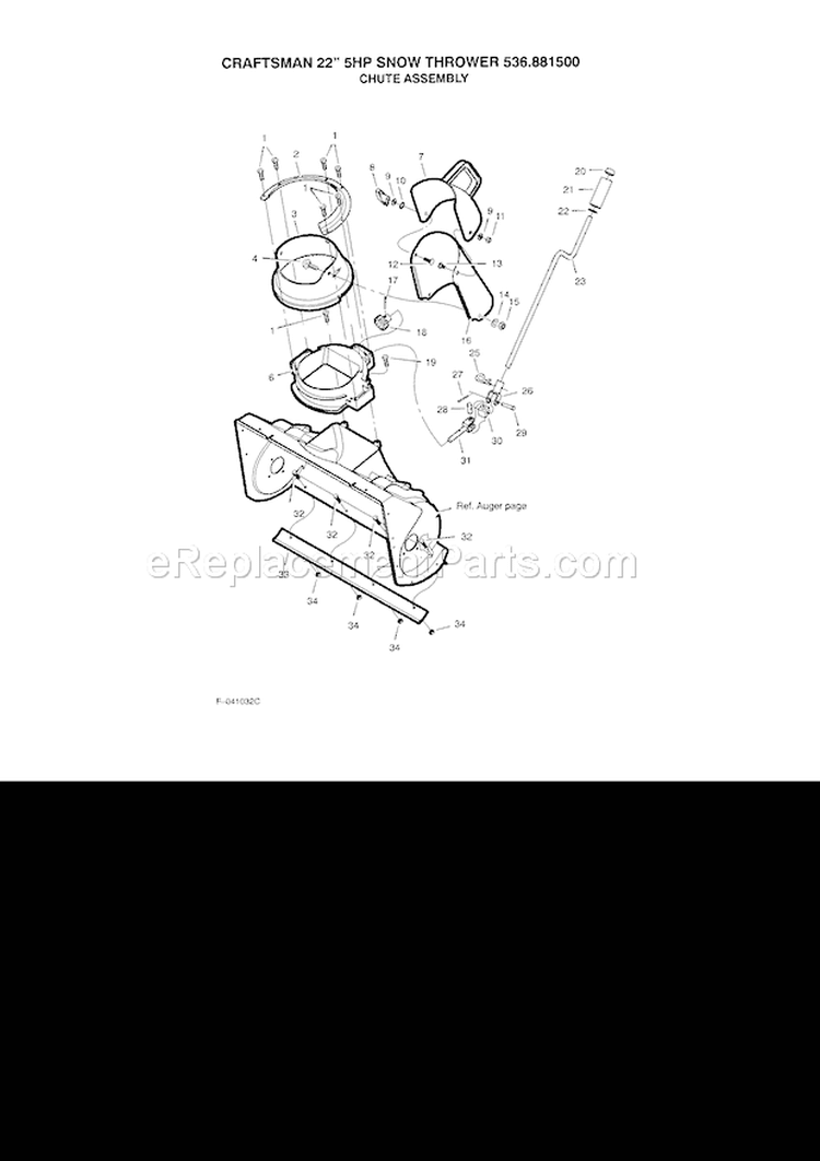 Part Location Diagram of 1501909MA Craftsman Chute