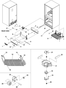 Evaporator/evap Motor/rollers Diagram and Parts List for  Dacor Refrigerator