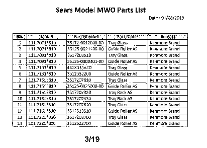 Microwave Diagram and Parts List for  Daewoo Microwave