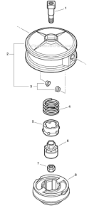 Cutting Heads - U-Turn Head Diagram and Parts List for S86813001001-S86813999999 Echo Trimmer