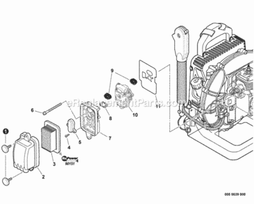 Intake Diagram and Parts List for P31513001001 - P31513999999 Echo Leaf Blower / Vacuum