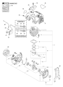 Engine, Short Block, Ignition, Cylinder Cover Diagram and Parts List for Type 1E Echo Trimmer