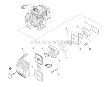 Intake Diagram and Parts List for S67911001001-S67911999999 Echo Trimmer