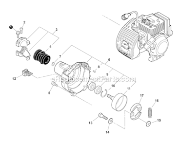 Clutch_Fan_Case Diagram and Parts List for S67911001001-S67911999999 Echo Trimmer